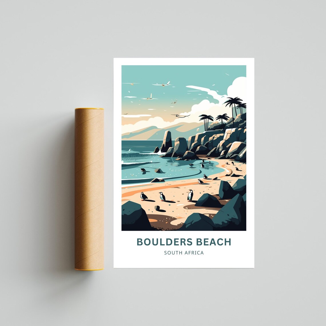 Boulders Beach South Africa Penguin Colony Coast Travel Poster - Image 3