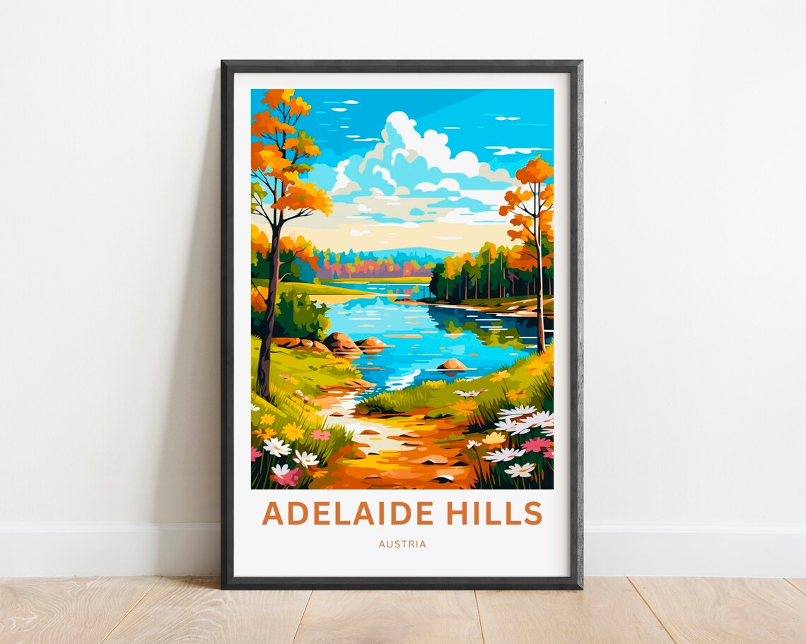 Adelaide Hills Austria Autumn Lakeside Scenic Art Travel Poster