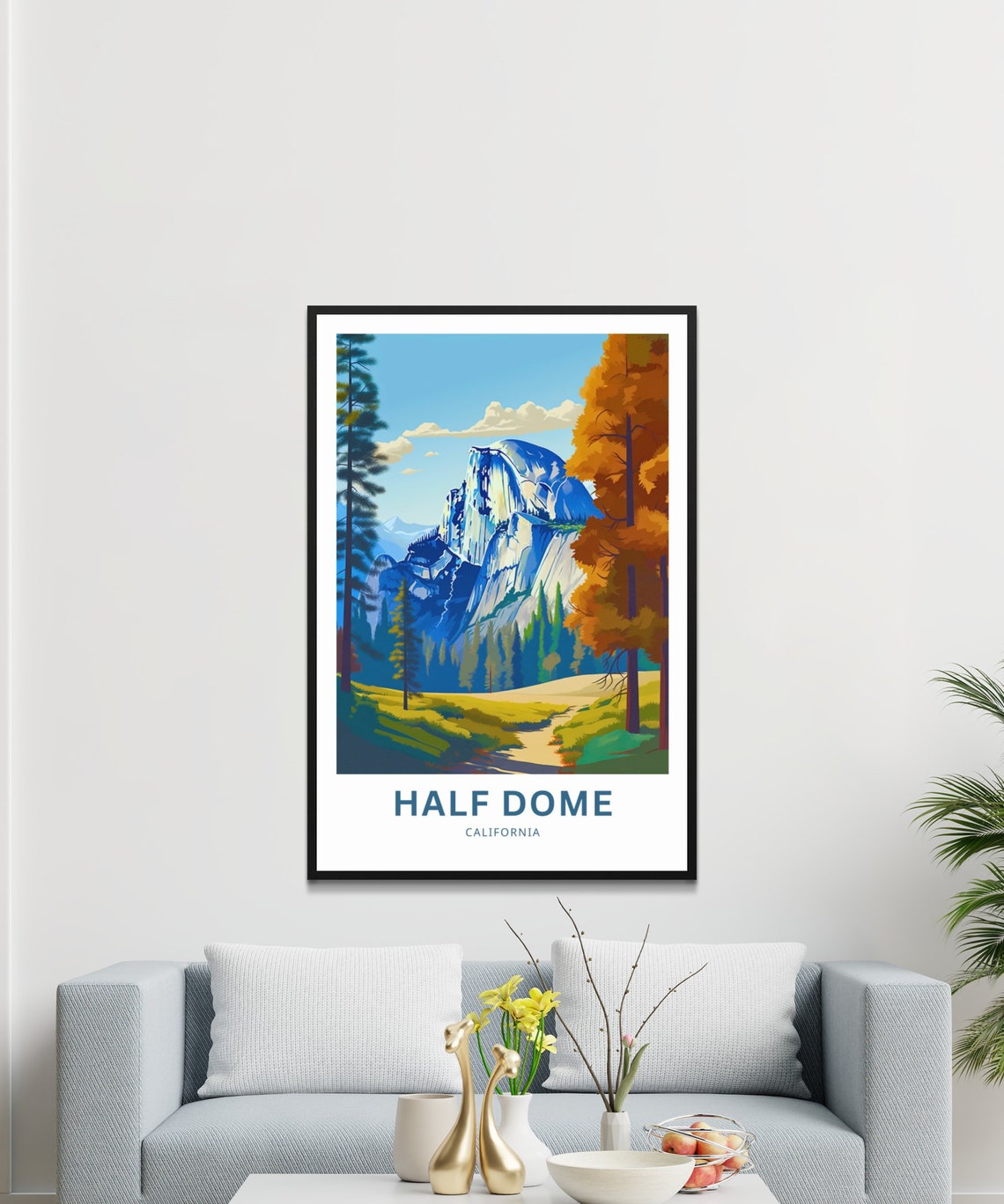 Half Dome California Yosemite Autumn Valley View Travel Poster - Image 3
