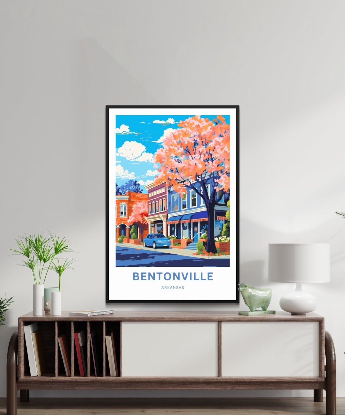Bentonville Arkansas Downtown Storefront Blossom Scene Travel Poster - Image 2