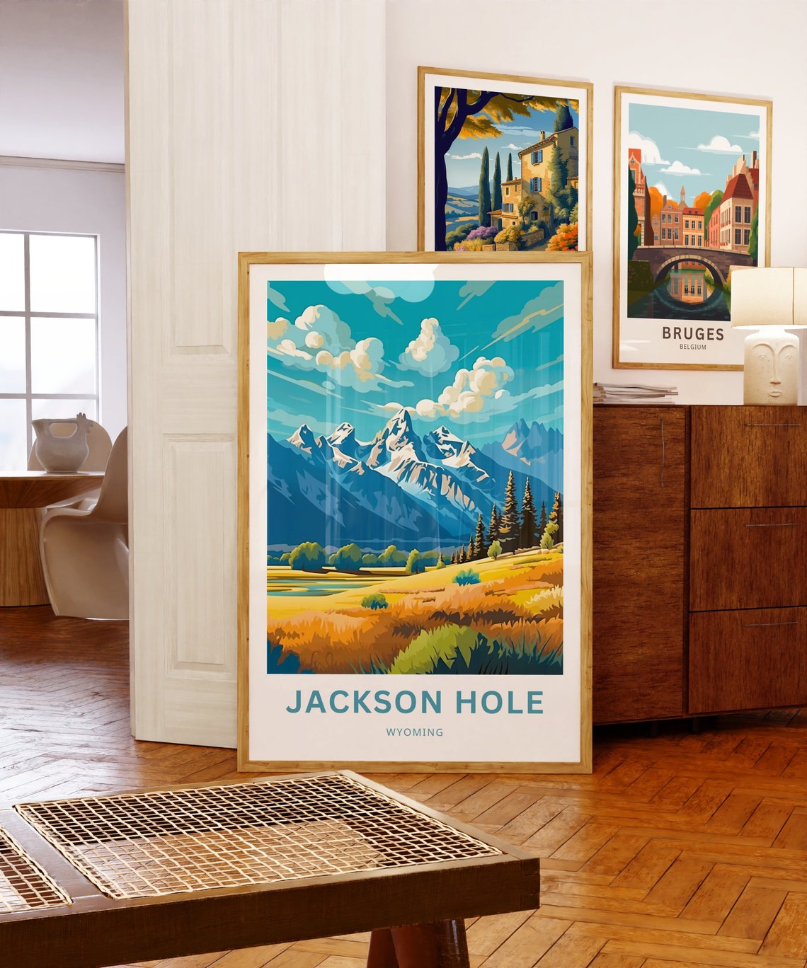 Personalized Jackson Hole Wyoming Teton Peaks Custom Travel Poster - Image 3