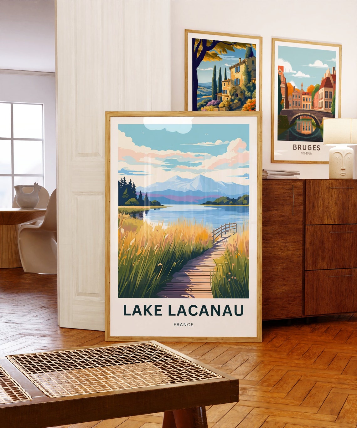 Personalized Lake Lacanau France Boardwalk Reeds Travel Poster - Image 5