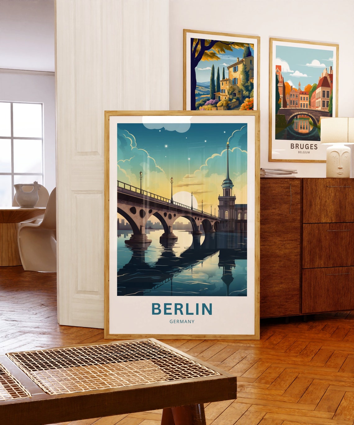 Berlin Germany Sunset Bridge River Tower Silhouette Travel Poster - Image 5