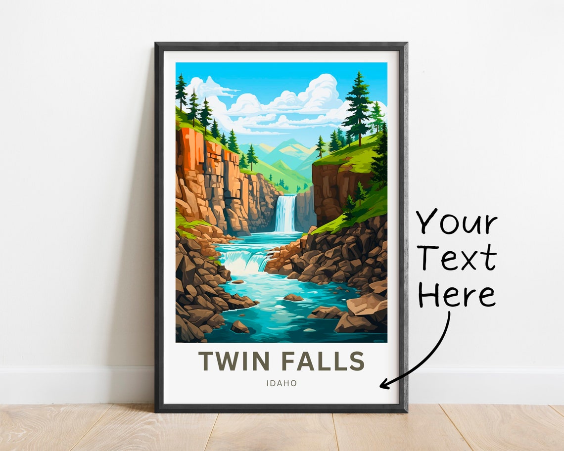 Twin Falls Idaho Wild Waterfall River Rapids Rocky Canyon Poster - Image 2