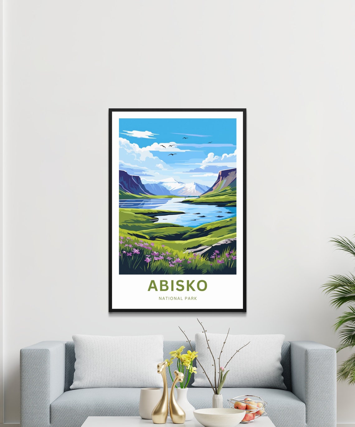 Abisko Sweden Snow Capped Mountain Lake Summer Wildflower Poster - Image 3