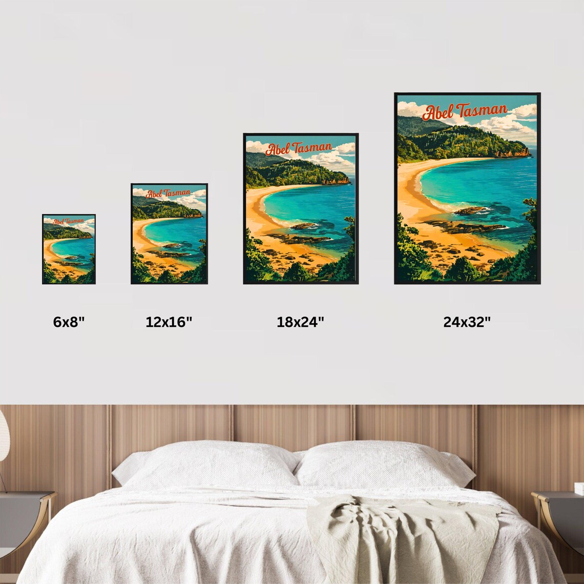 Abel Tasman National Park Vintage Travel Poster Abel Tasman Print New Zealand Wall Art Framed Gift New Zealand Present - Image 4
