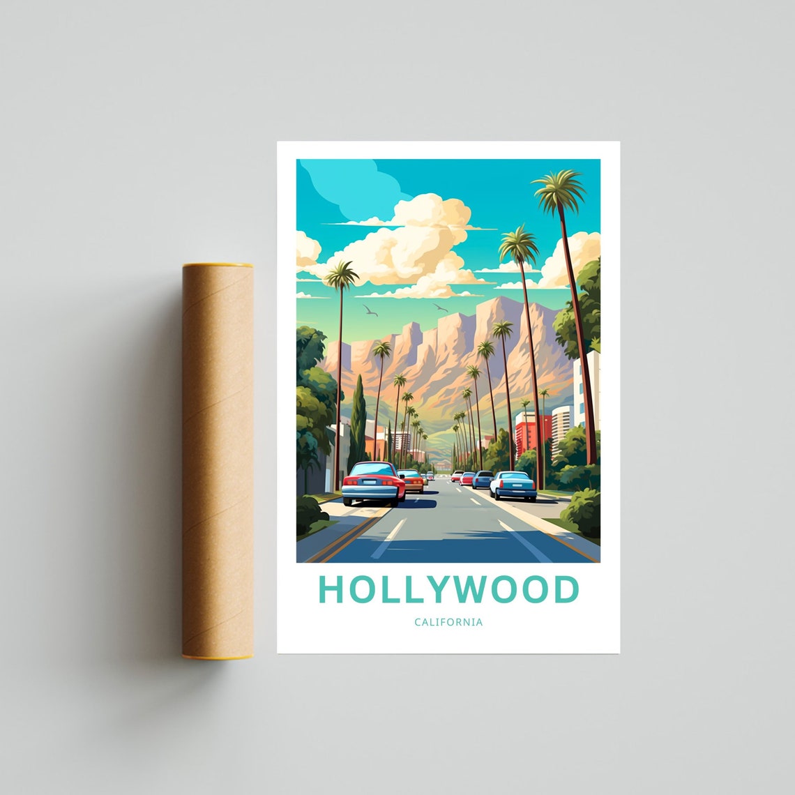 Hollywood California Sunset Palm Street Personalized Retro Poster - Image 4
