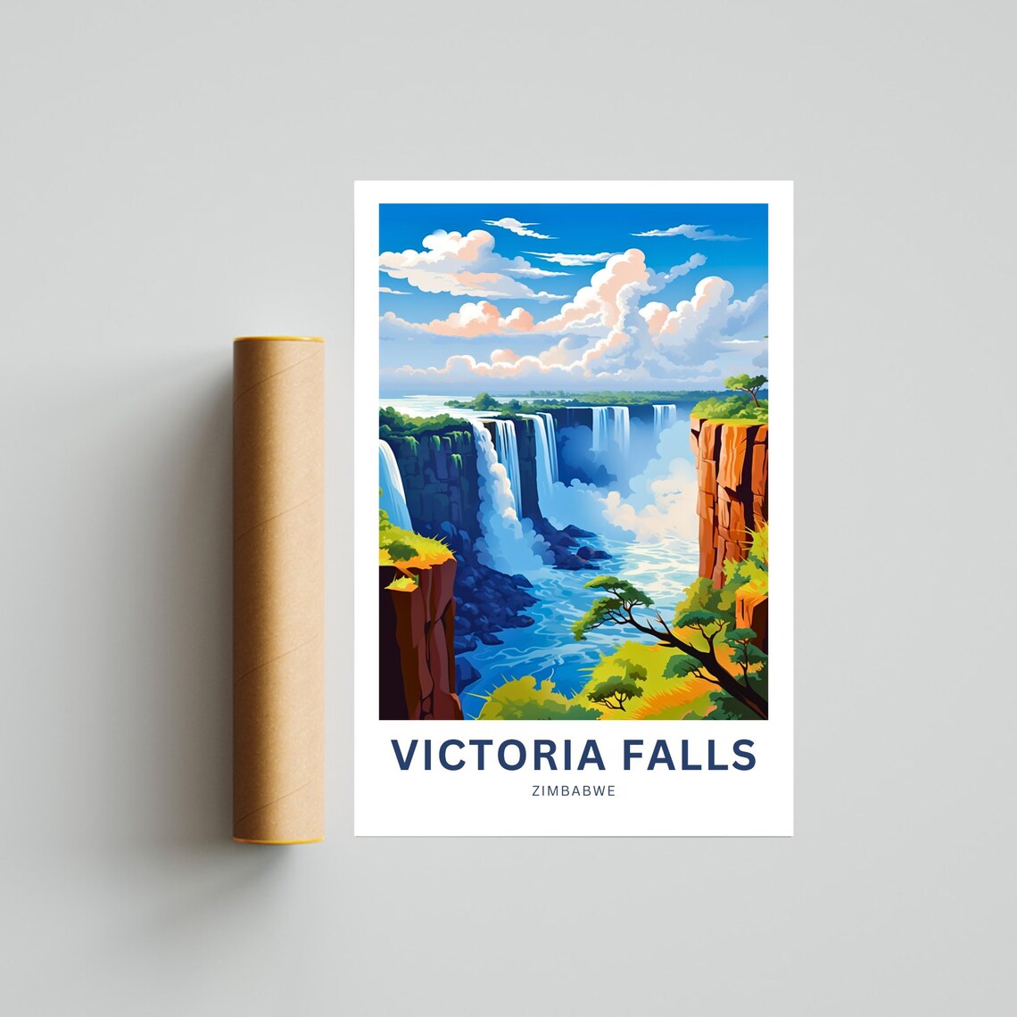 Victoria Falls Travel Poster, Zimbabwe Wall Art - Image 3