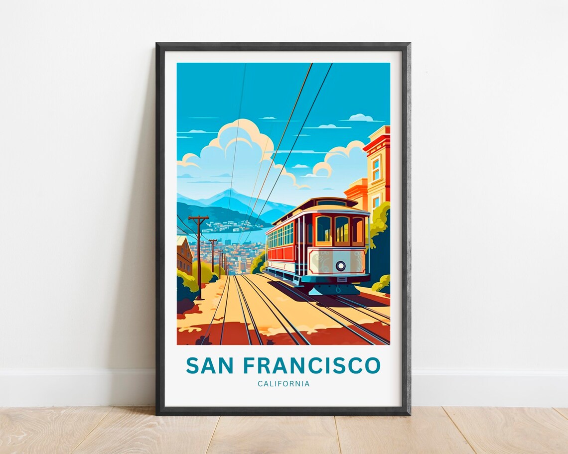 San Francisco California Classic Cable Car Hills Street Poster