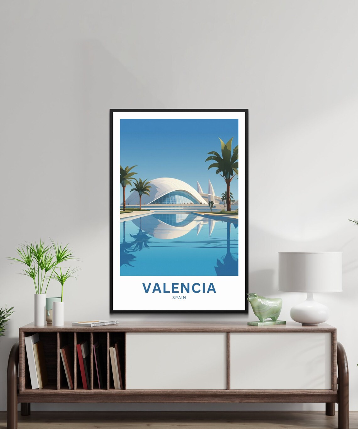 Valencia Spain Modern Architecture Poolside Travel Poster Art - Image 2