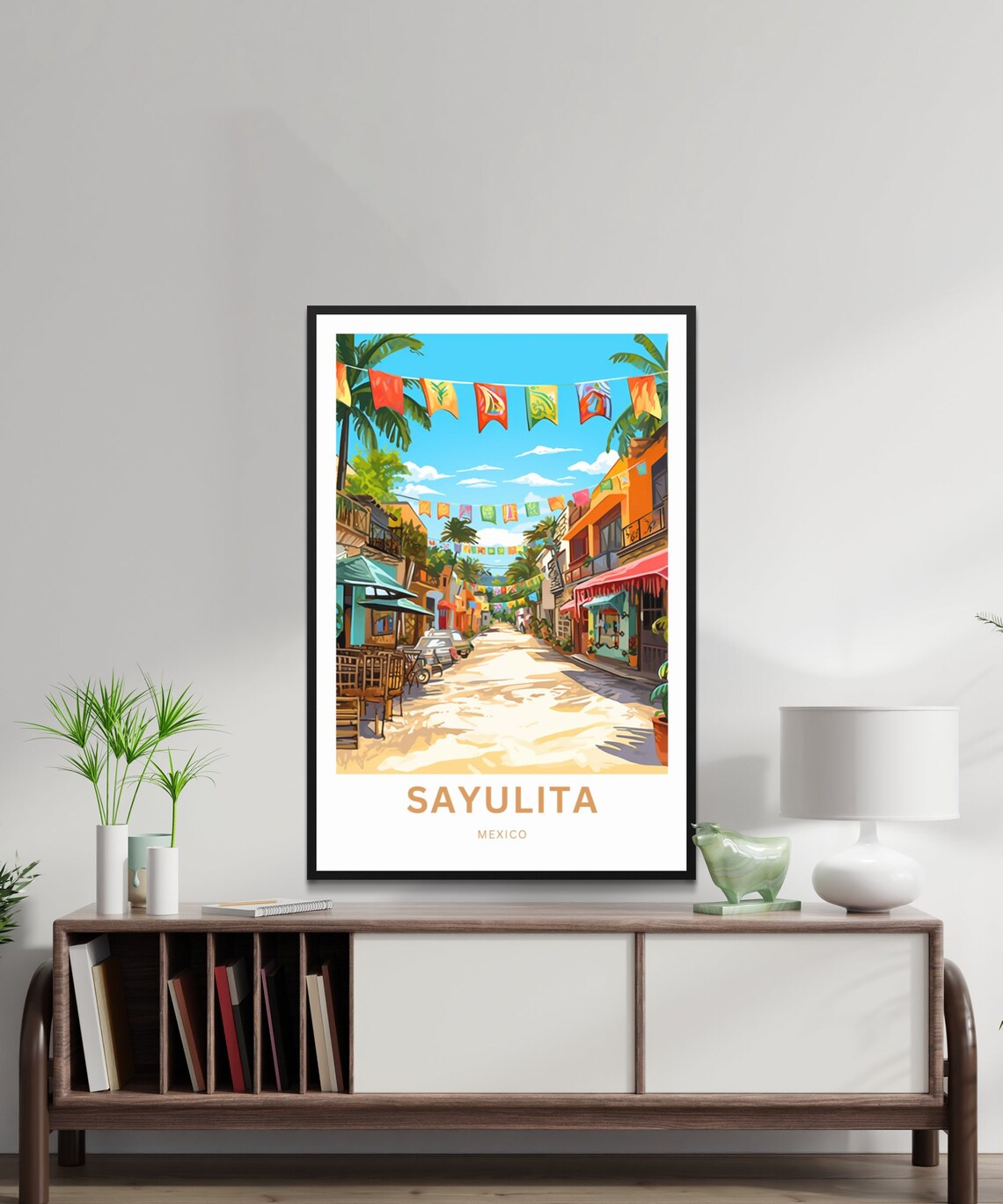 Personalized Sayulita Mexico Festival Street Colorful Flags Poster - Image 2