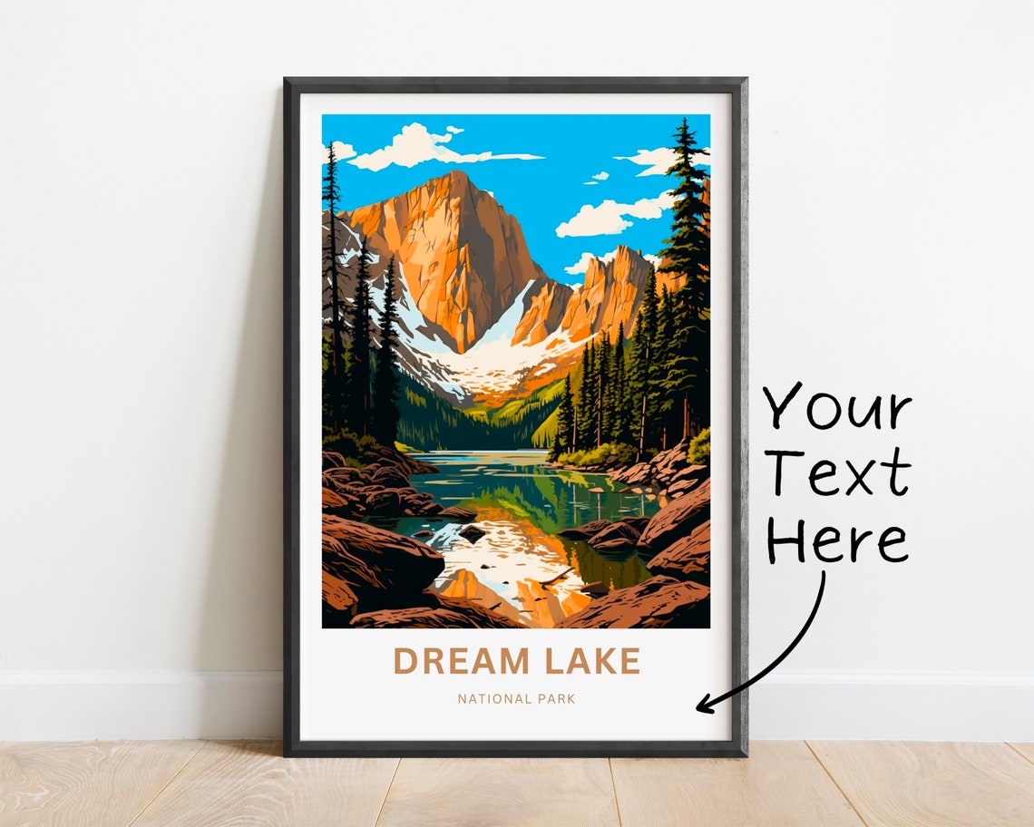 Personalized Dream Lake National Park Sunset Reflection Travel Poster