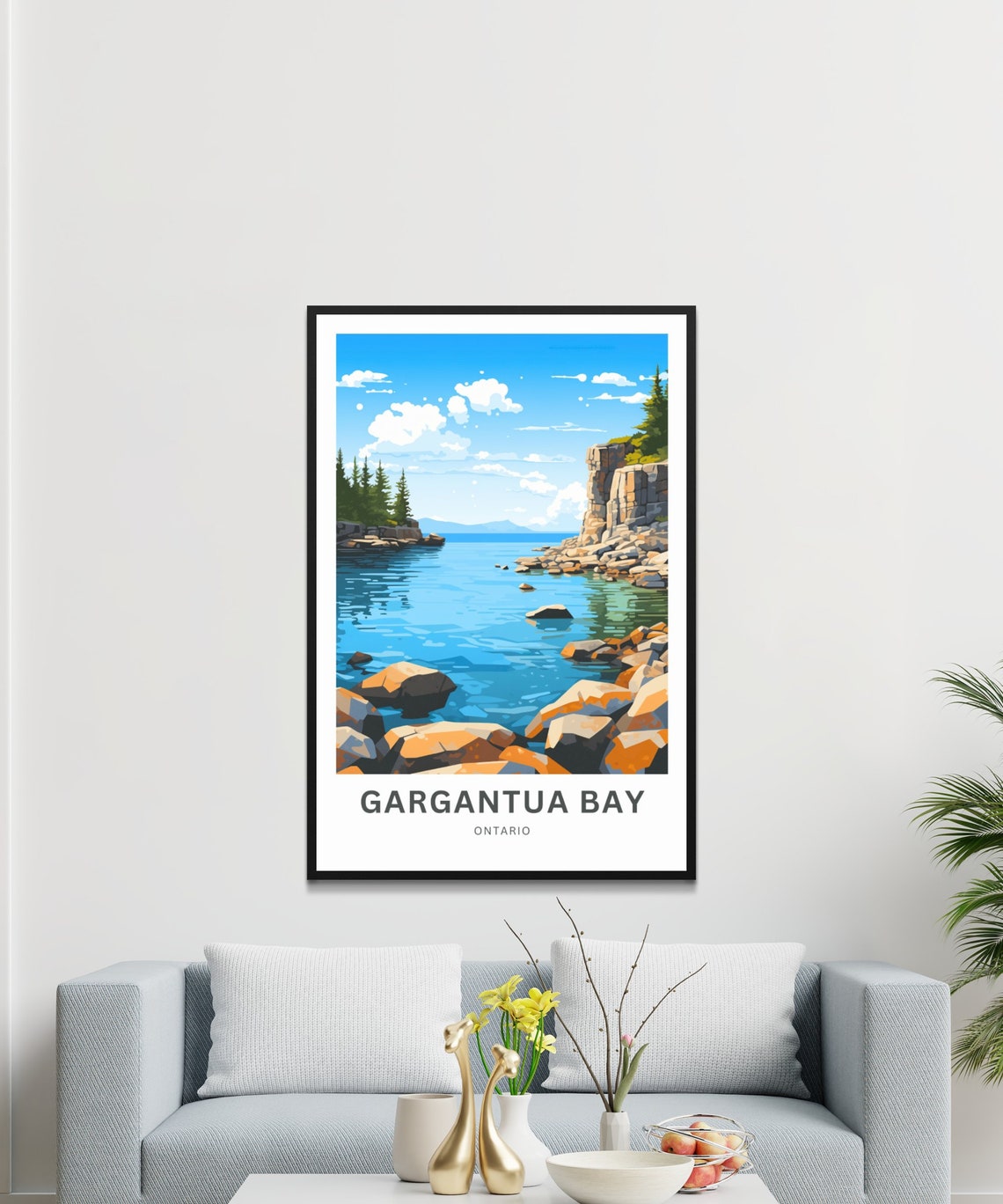 Gargantua Bay Ontario Rocky Shore Personalized Lake Art Poster - Image 3