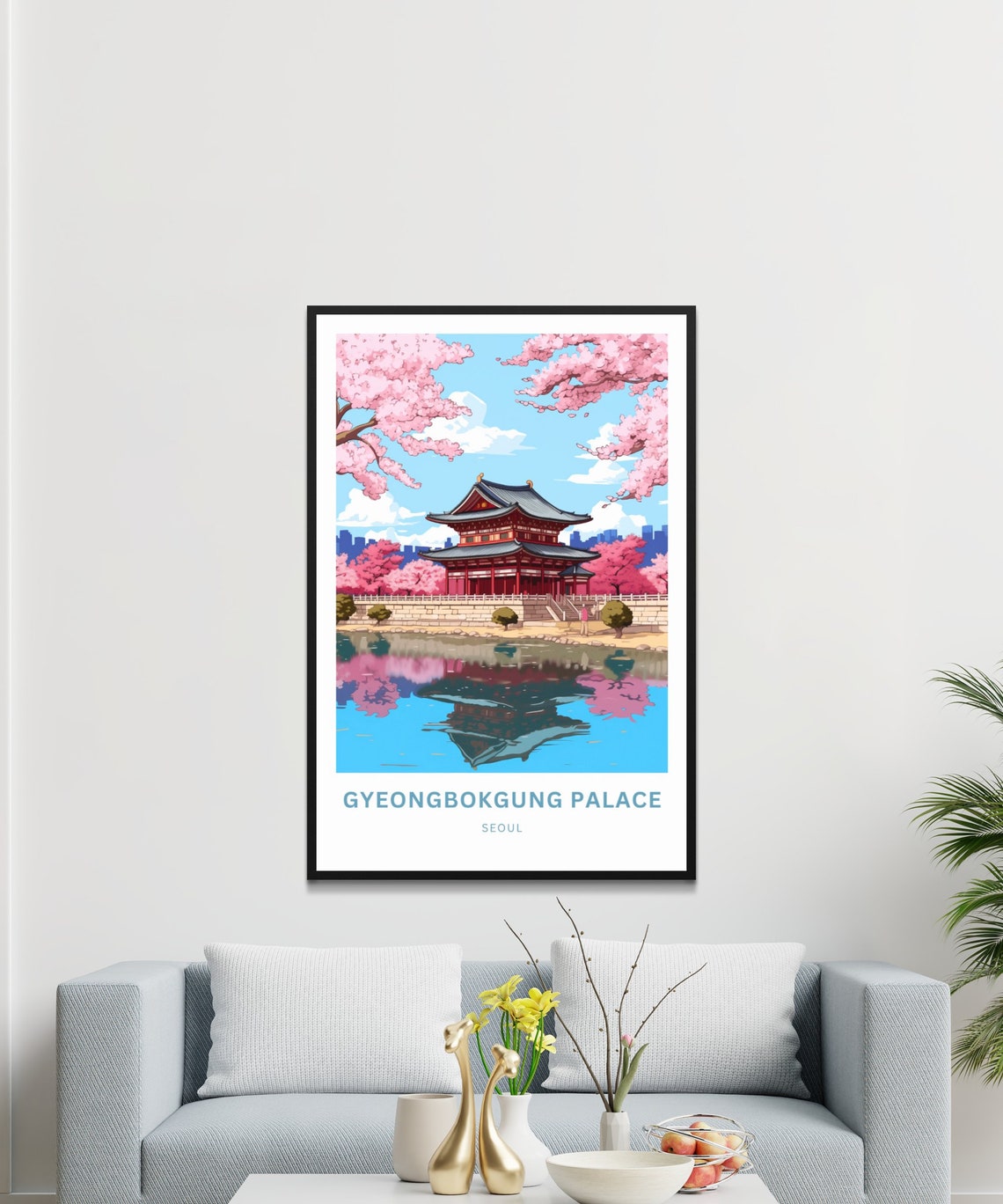 Gyeongbokgung Palace Seoul Cherry Blossom Customizable Travel Poster - Image 3