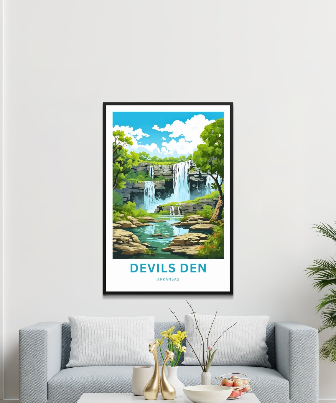 Devils Den Arkansas Twin Waterfalls Personalized Scenic Travel Poster - Image 3