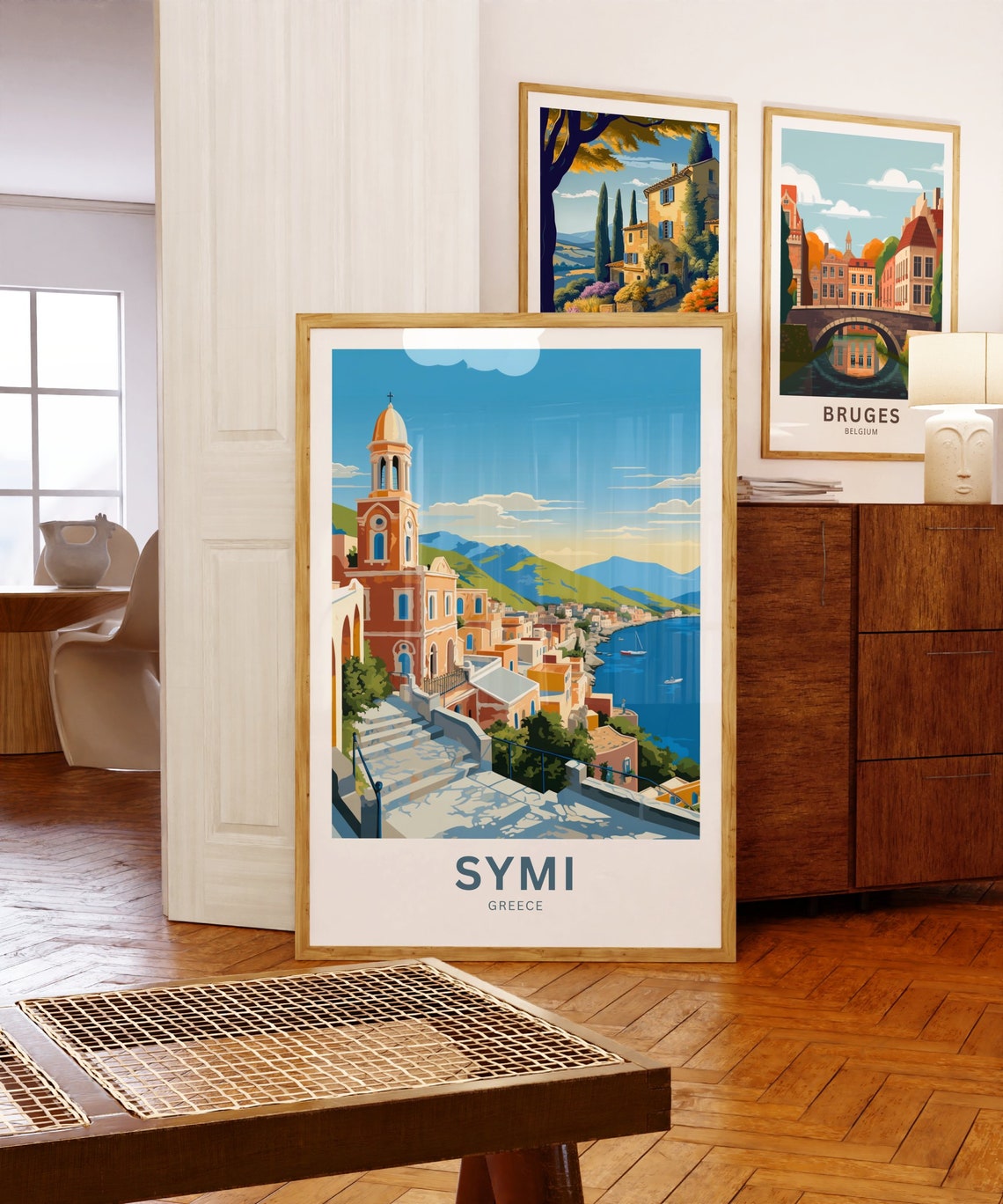 Symi Greece Custom Name Harbor Town Steps Church Tower Poster - Image 5