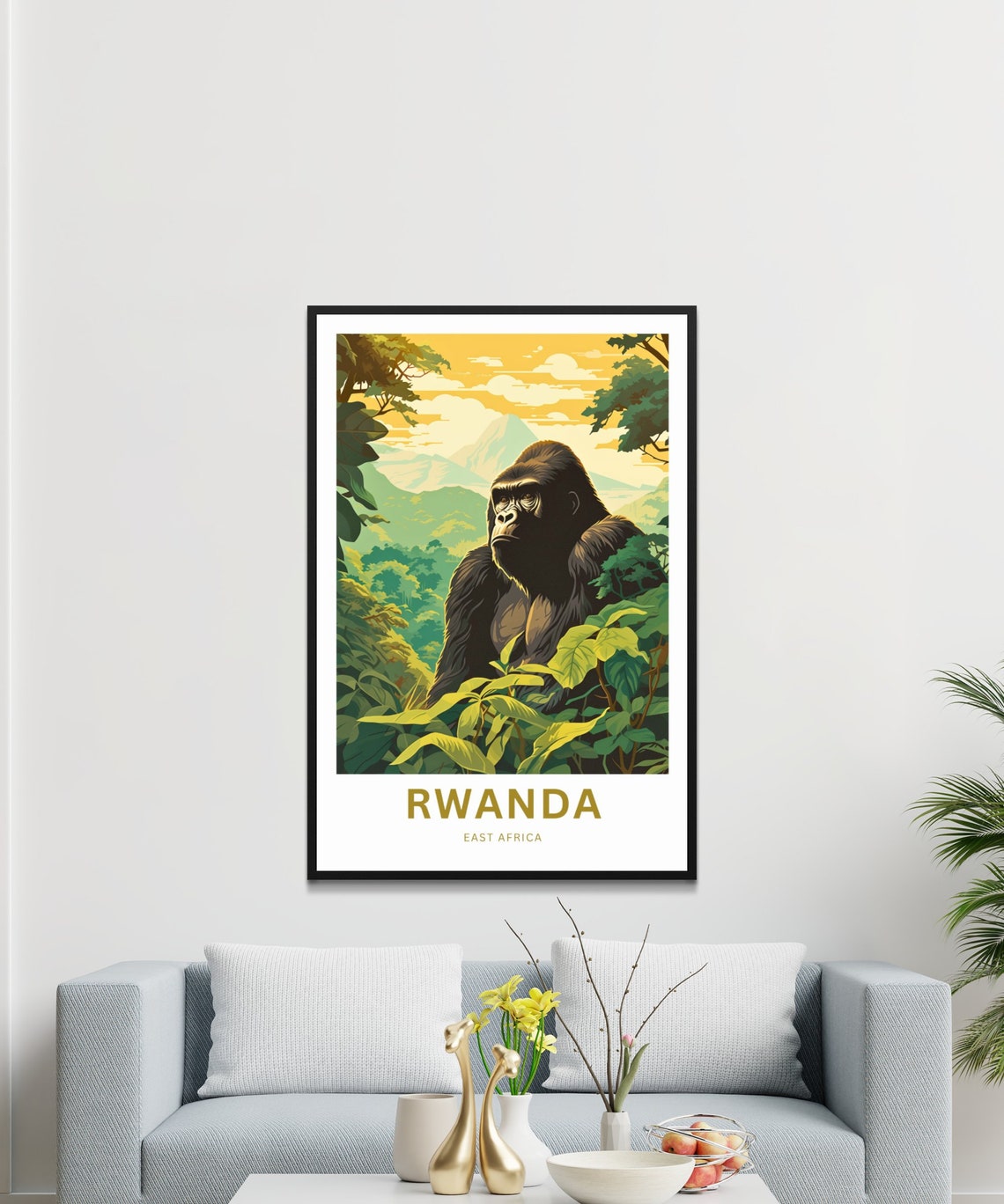 Rwanda Mountain Gorilla Personalized East Africa Travel Poster - Image 3