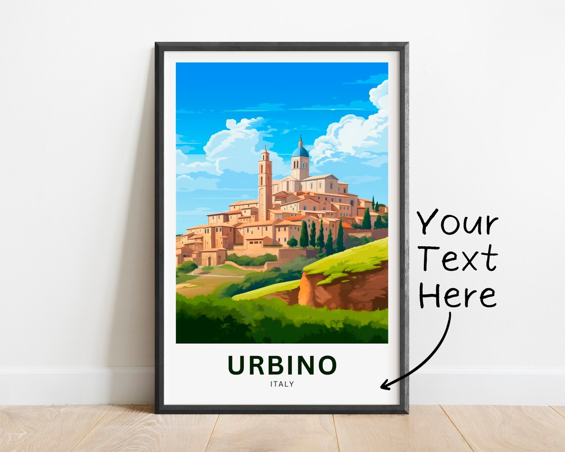 Urbino Italy Hilltop Town Blue Dome Terracotta Skyline Poster