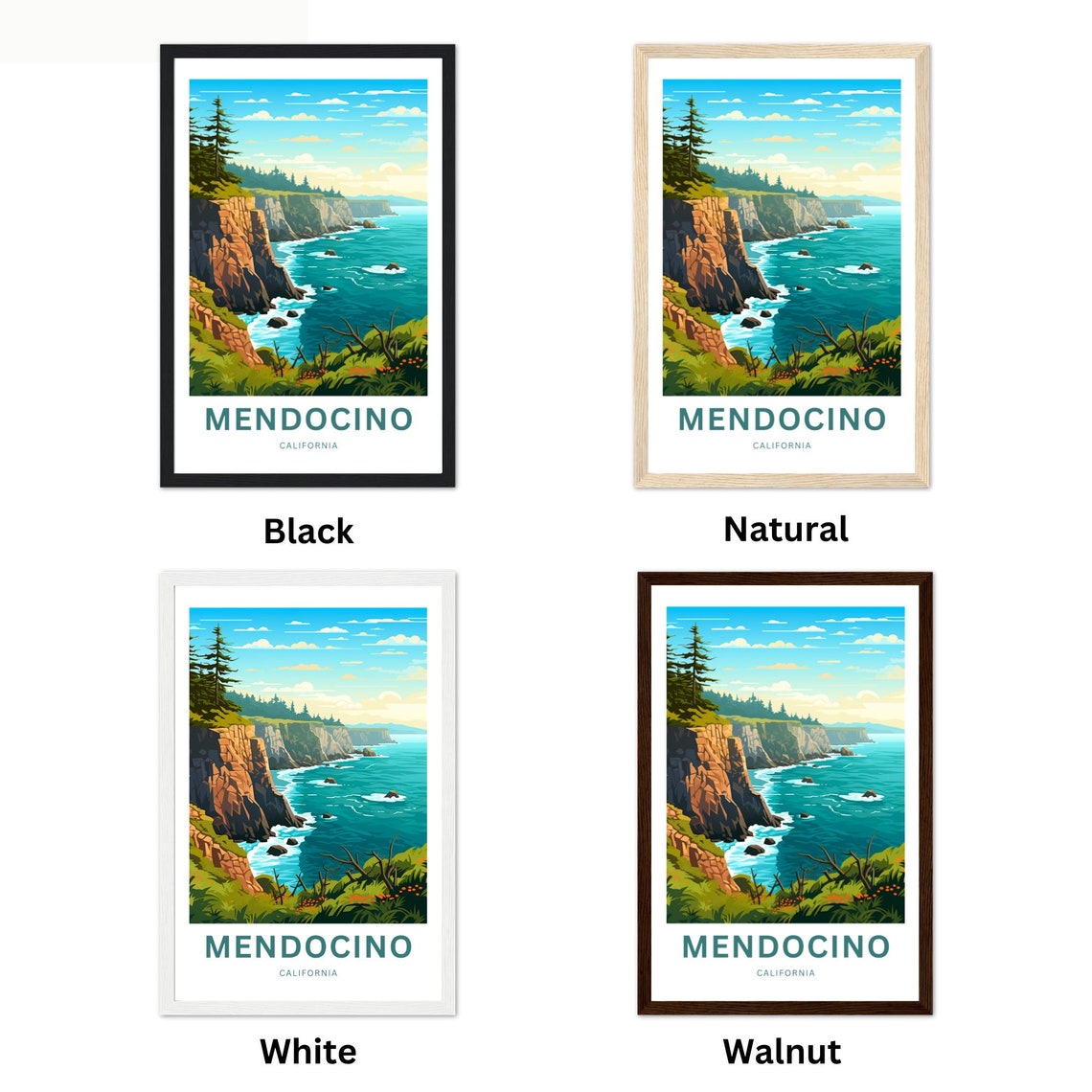 Mendocino California Dramatic Coastal Cliffs Ocean Waves Poster