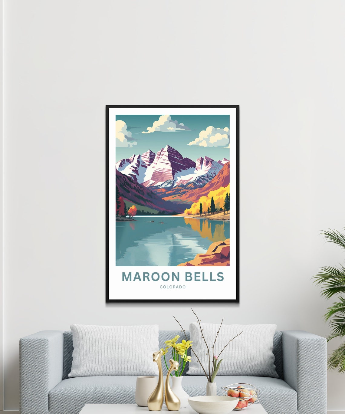 Maroon Bells Colorado Canoes Turquoise Lake Autumn Peaks Poster - Image 3