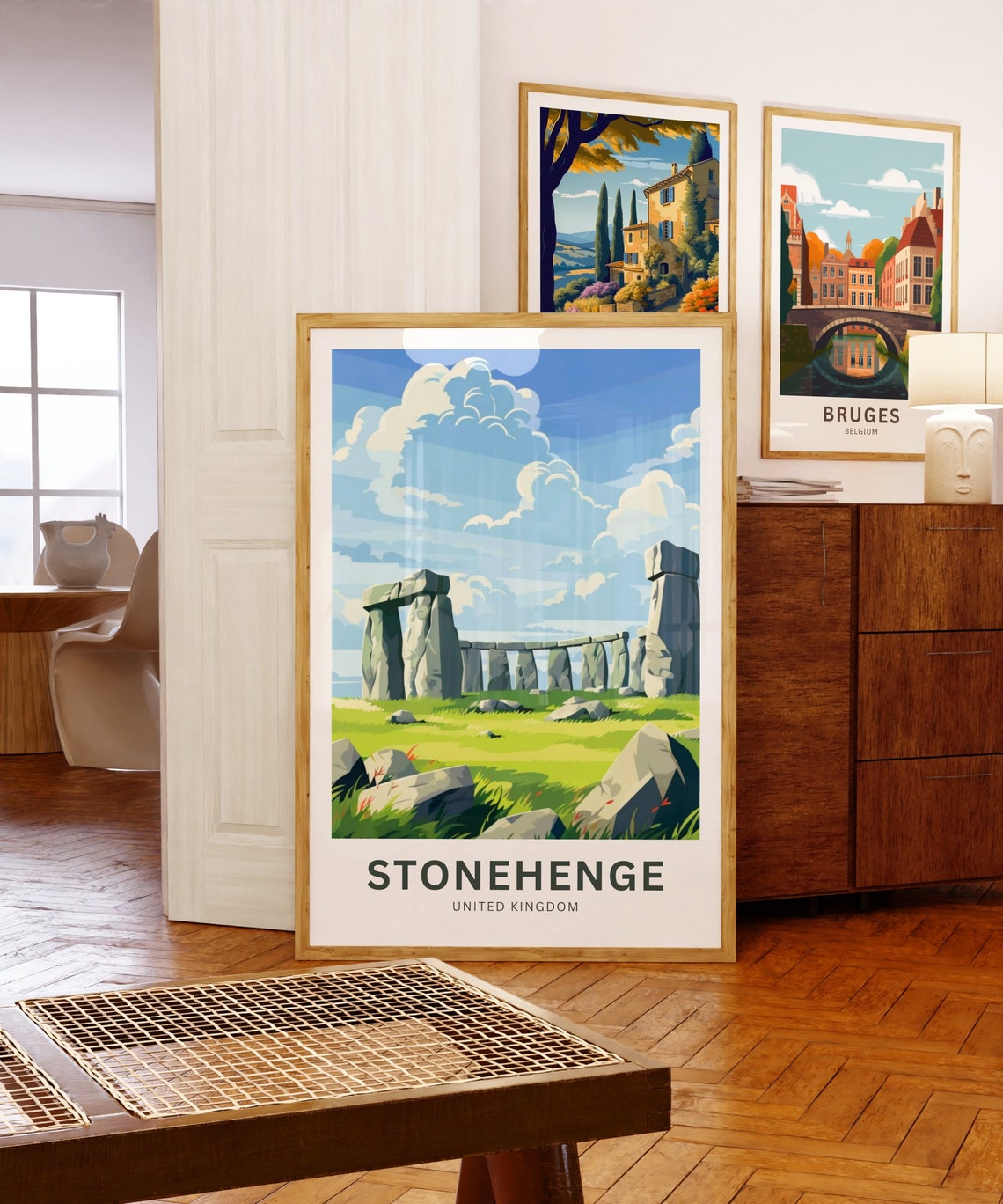 Stonehenge United Kingdom Green Meadows Custom Text Travel Poster - Image 5