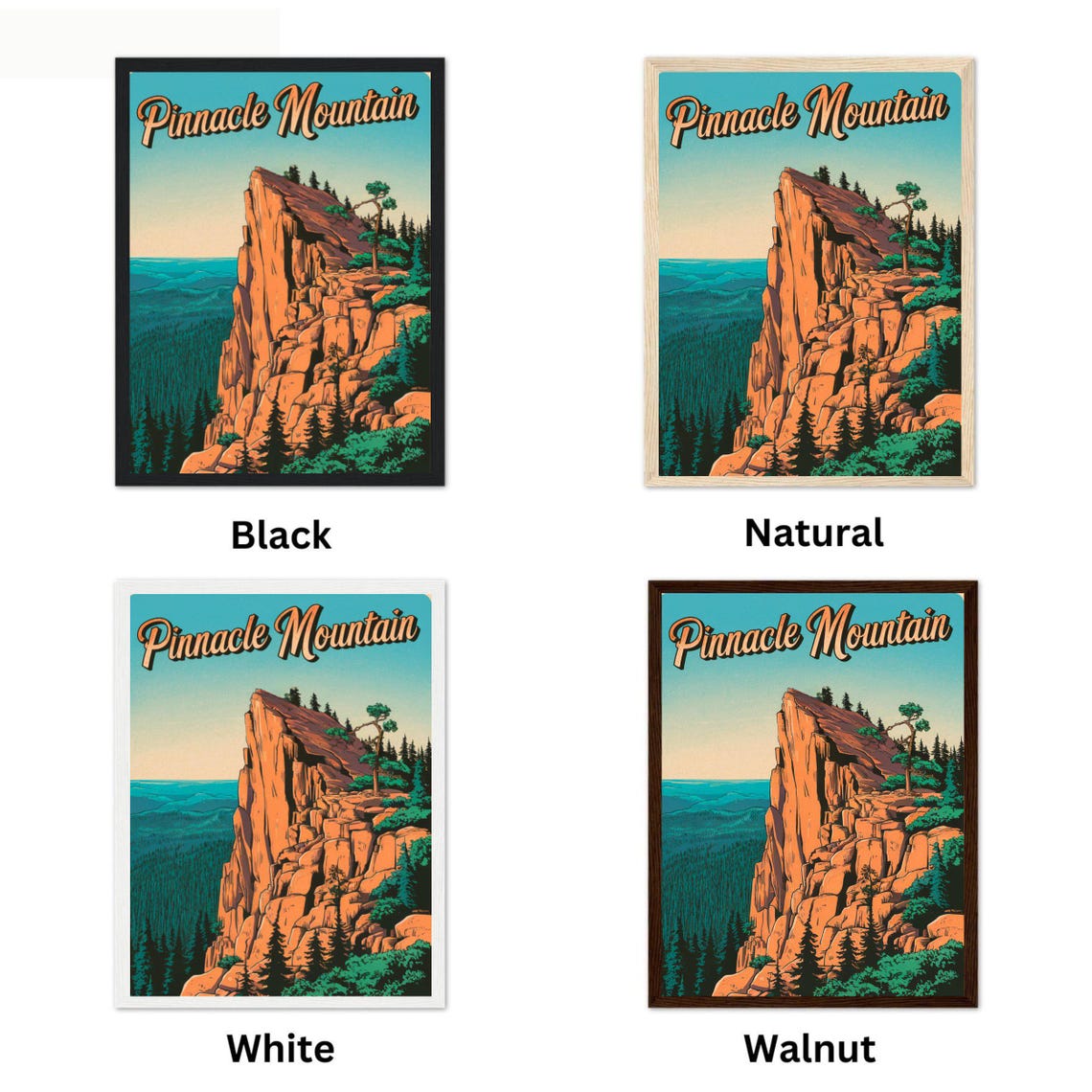 Pinnacle Mountain Retro Cliff Summit Vintage Style Travel Poster - Image 2