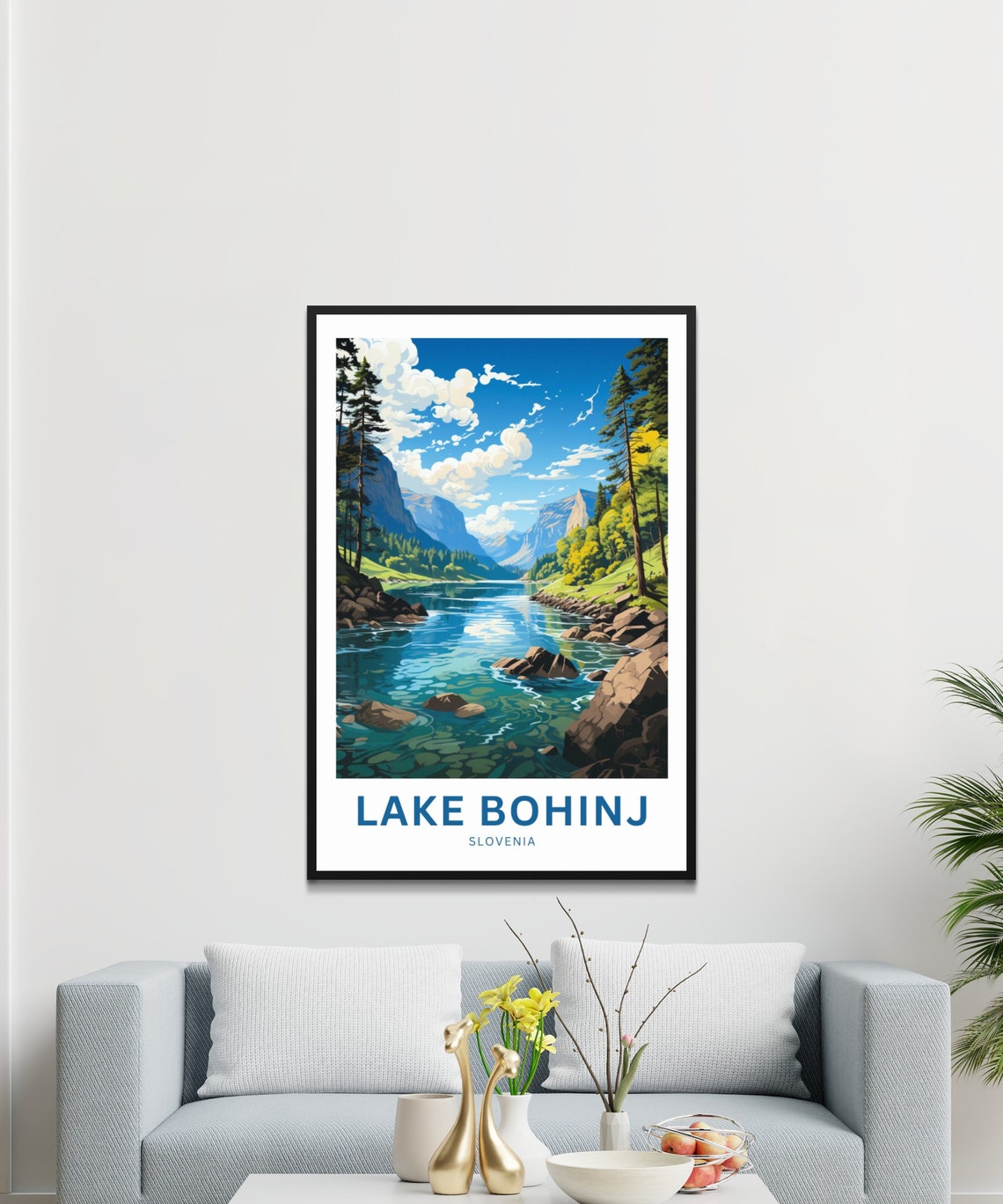 Lake Bohinj Personalized Alpine River Canyon Travel Art Poster - Image 3