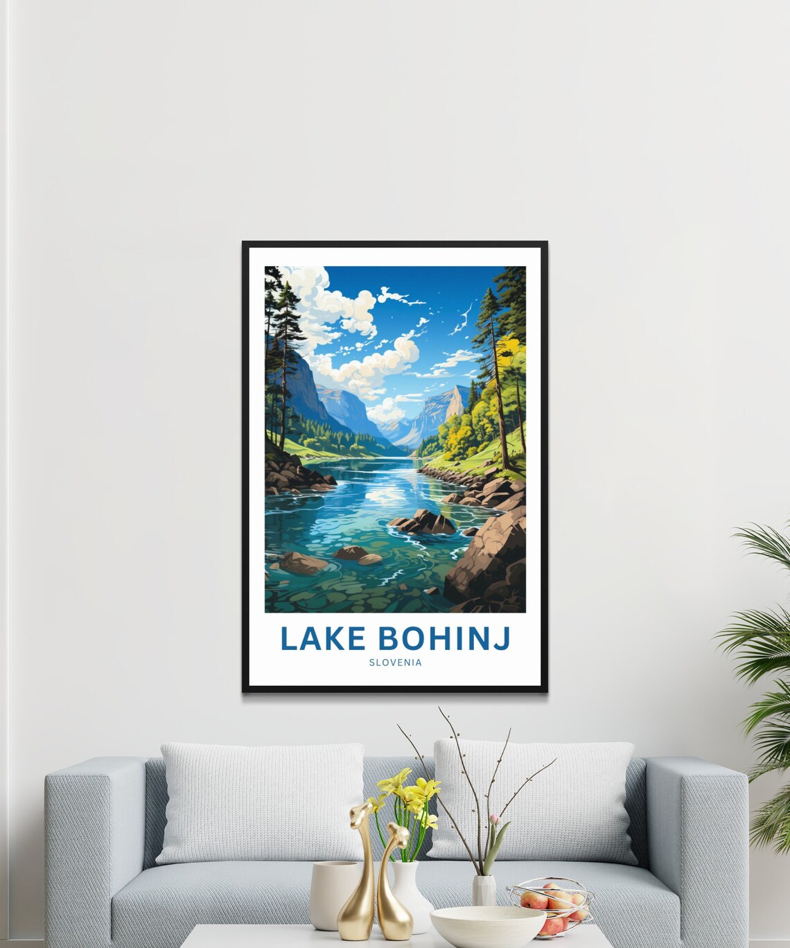 Lake Bohinj Travel Poster, Slovenia Landscape Art - Image 3
