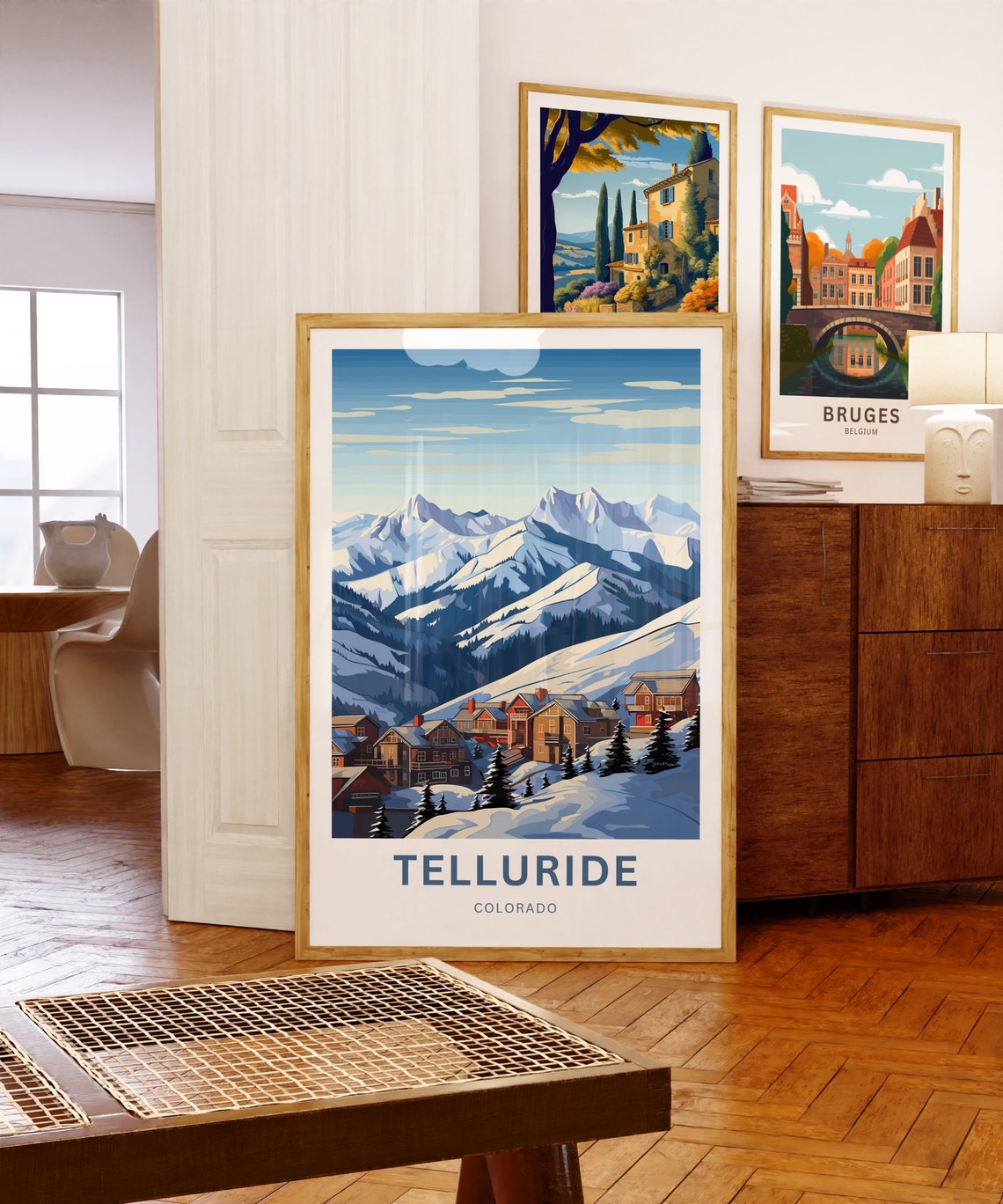 Telluride Colorado Ski Village Snowy Peak Mountain Travel Poster - Image 5