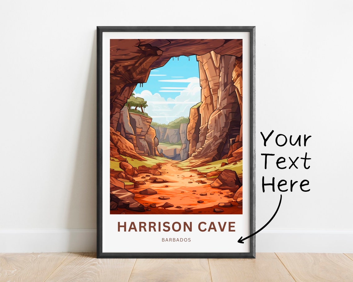 Personalized Harrisons Cave Travel Print Harrisons Cave Barbados Poster Barbados Wall Art Framed Present Gift Caribbean Present