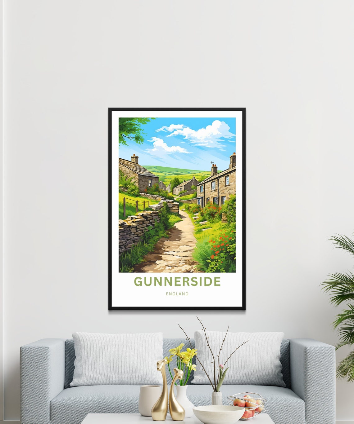 Gunnerside England Village Lane Stone Cottages Travel Poster - Image 4