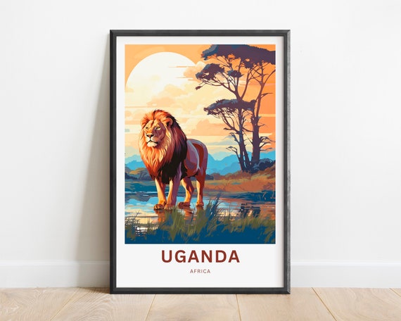 Uganda Travel Print Uganda Poster Africa Wall Art Framed Present Gift Africa Decor Present Customize Your Text