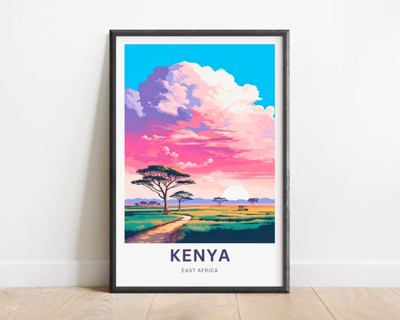 Kenya Travel Print Kenya Poster East Africa Wall Art Framed Present Gift Africa Decor Present Customize Your Text