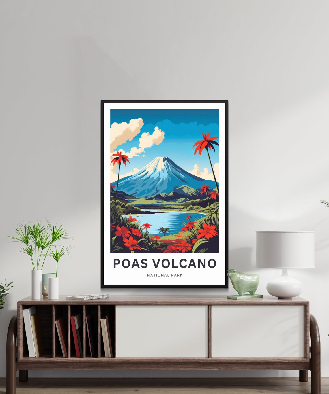 Poas Volcano Travel Poster, Costa Rica National Park - Image 2