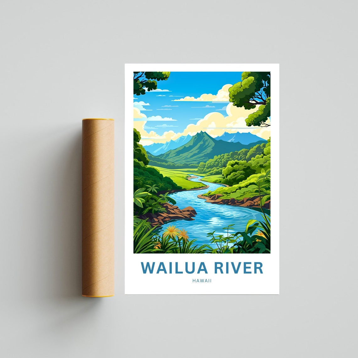 Wailua River Hawaii Green Valley River Rapids Personalized Poster - Image 4