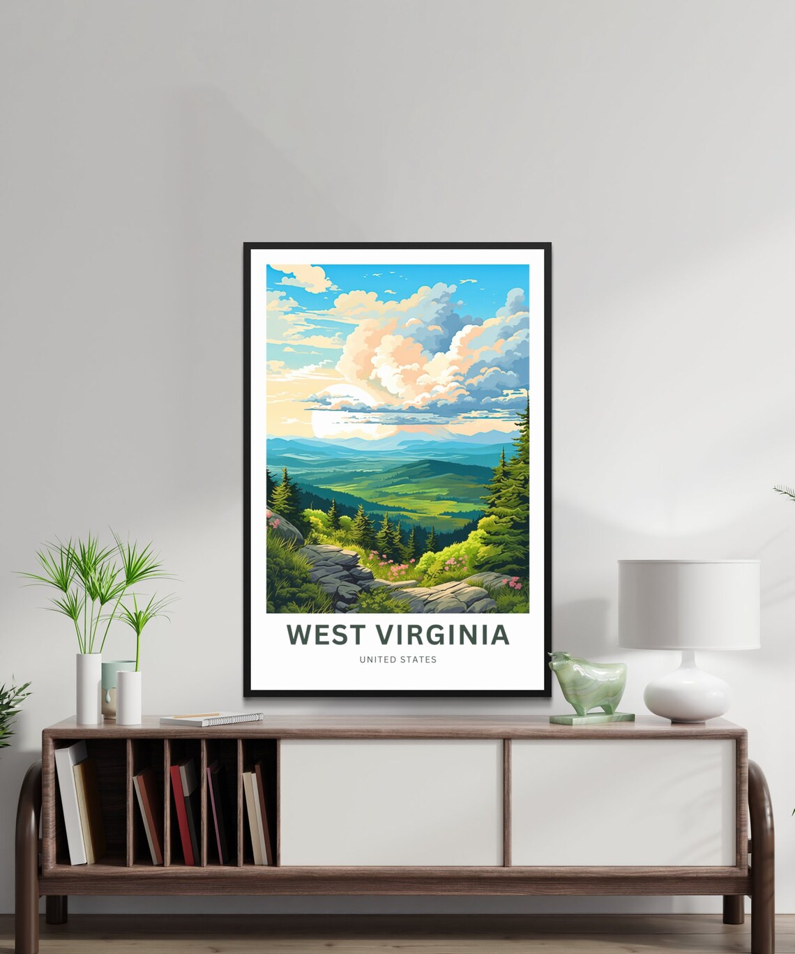 West Virginia Travel Poster, Custom Text Wall Art - Image 2
