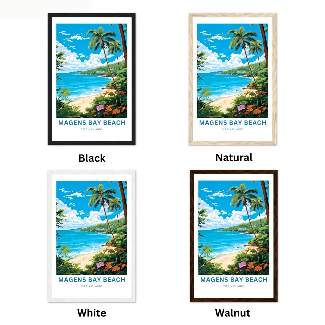 Personalized Magens Bay Beach Tropical Flowers Custom Poster - Image 2