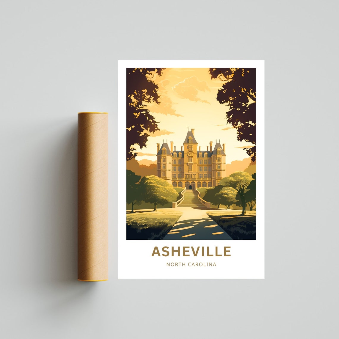 Asheville North Carolina Biltmore Estate Sunset Chateau Poster - Image 4