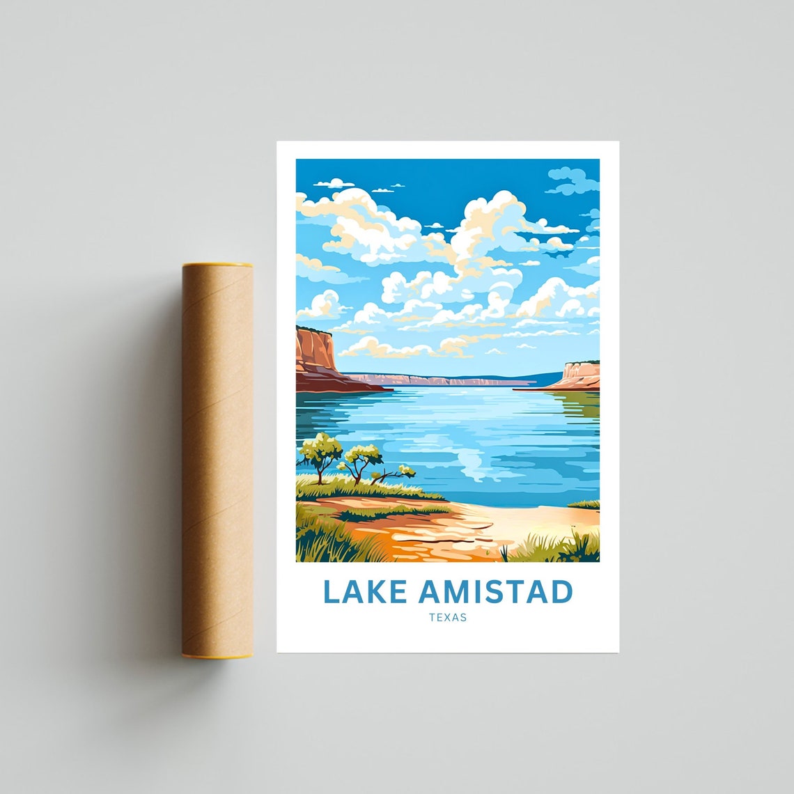 Personalized Lake Amistad Texas Reservoir Red Rock Shore Poster - Image 4