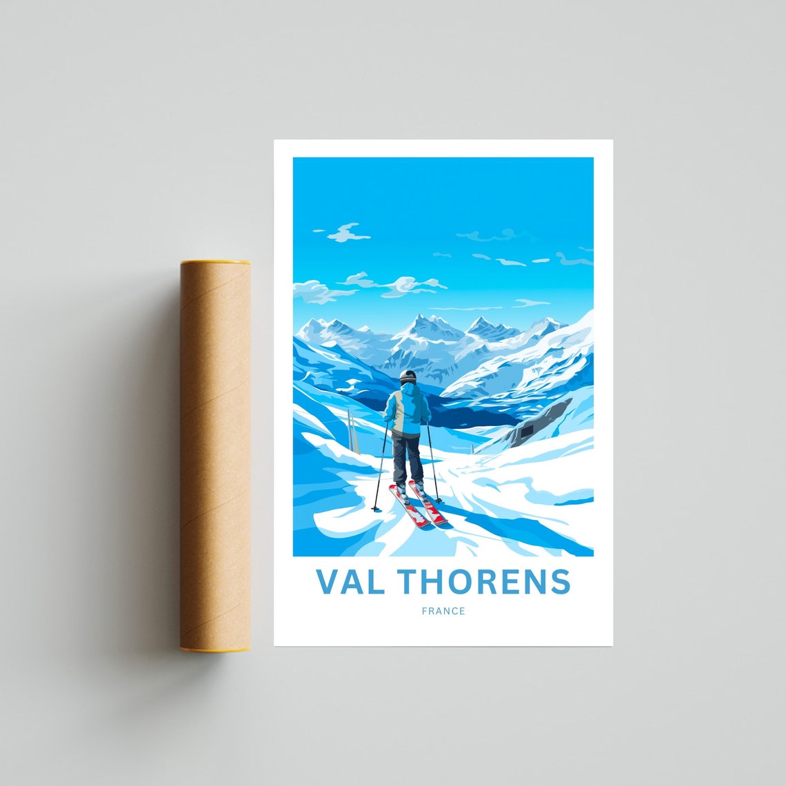 Val Thorens France Alpine Skier Snowy Slopes Winter Ski Resort Poster - Image 4