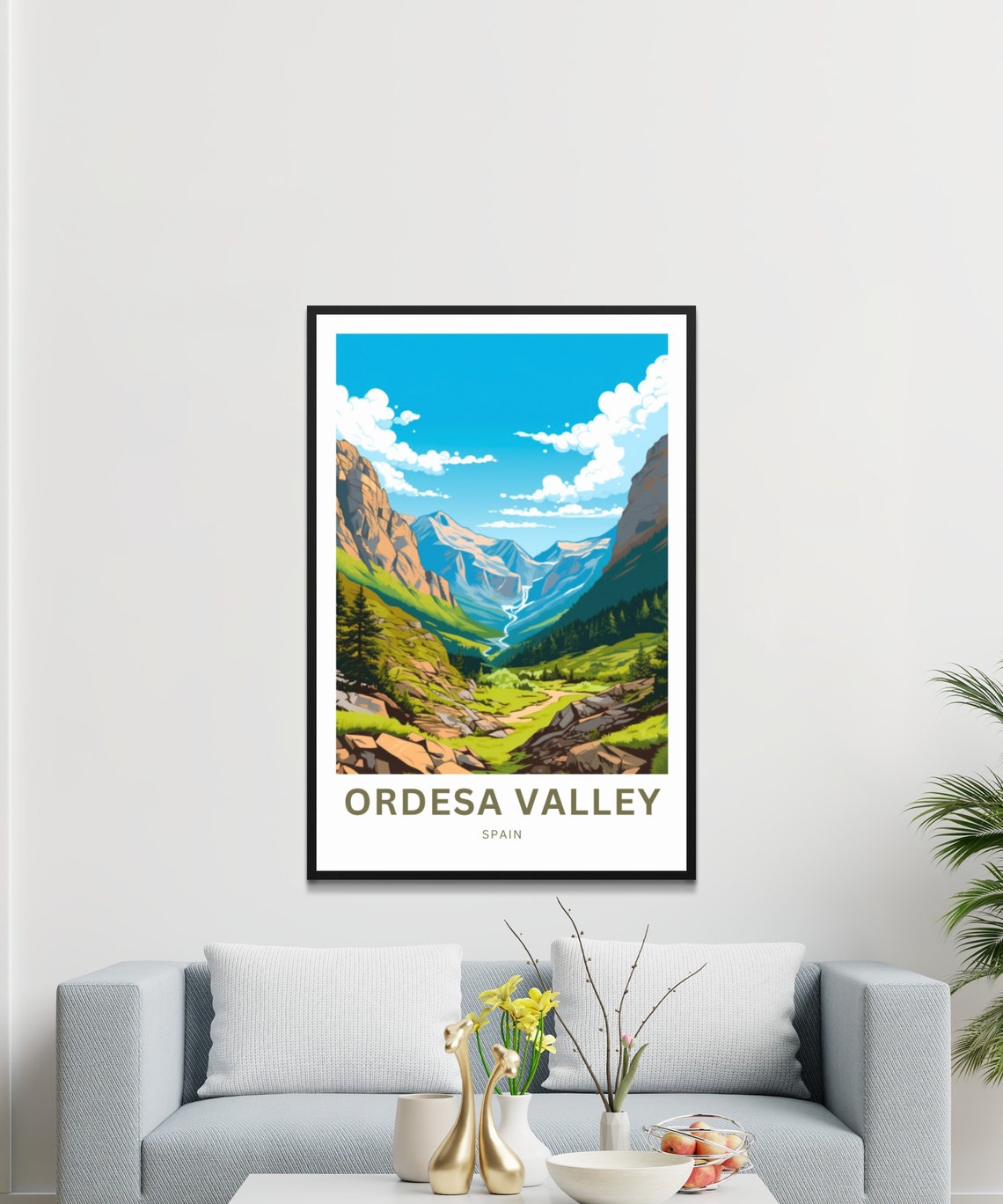 Ordesa Valley Spain Pyrenees Waterfall Valley Green Travel Poster - Image 3