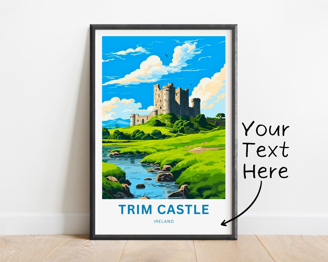 Personalized Trim Castle Ireland Keep Rocky River Scene Gift Poster