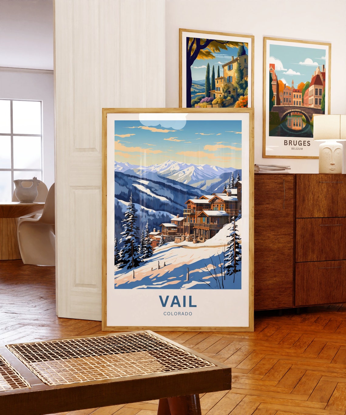 Vail Colorado Ski Resort Snowy Lodges Pines Personalized Travel Poster - Image 5