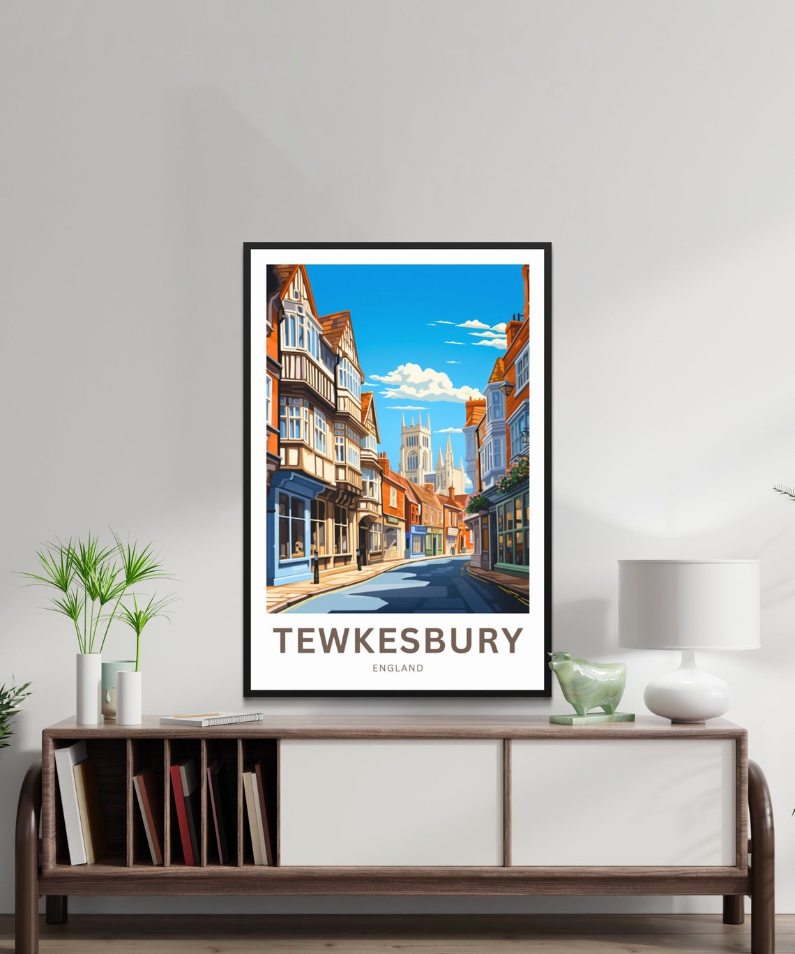 Personalized Tewkesbury England Tudor Street Custom Travel Poster - Image 2