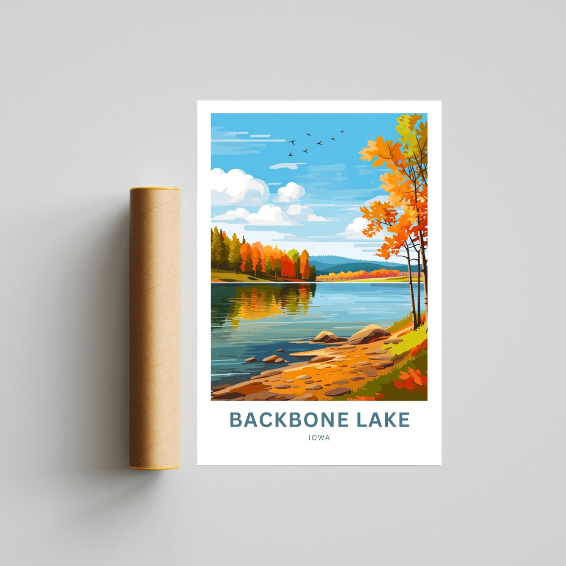 Backbone Lake Iowa Autumn Foliage Lakeside Fall Colors Scenic Poster - Image 4