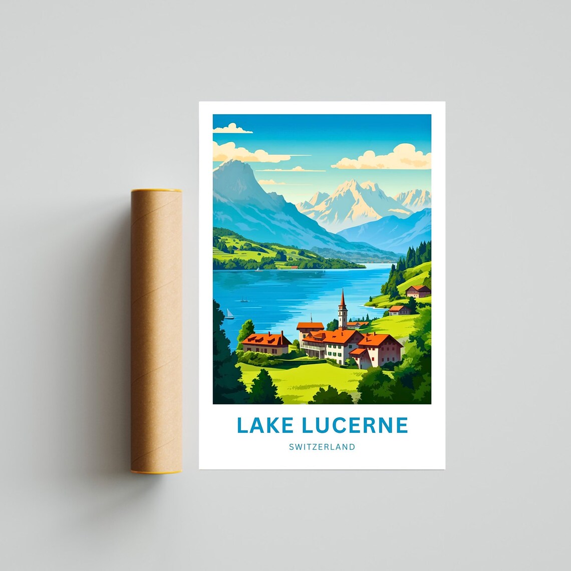 Lake Lucerne Travel Poster, Switzerland Wall Art - Image 4
