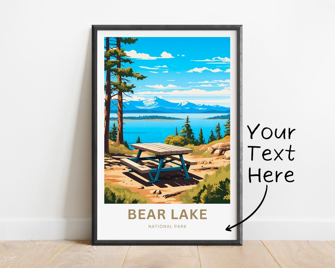 Bear Lake Personalized Picnic Table Lakeshore View Travel Poster
