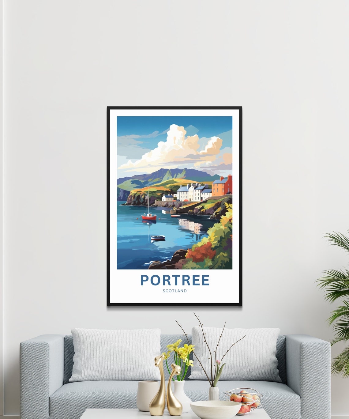 Portree Scotland Harbor Personalized Custom Text Gift Poster - Image 2