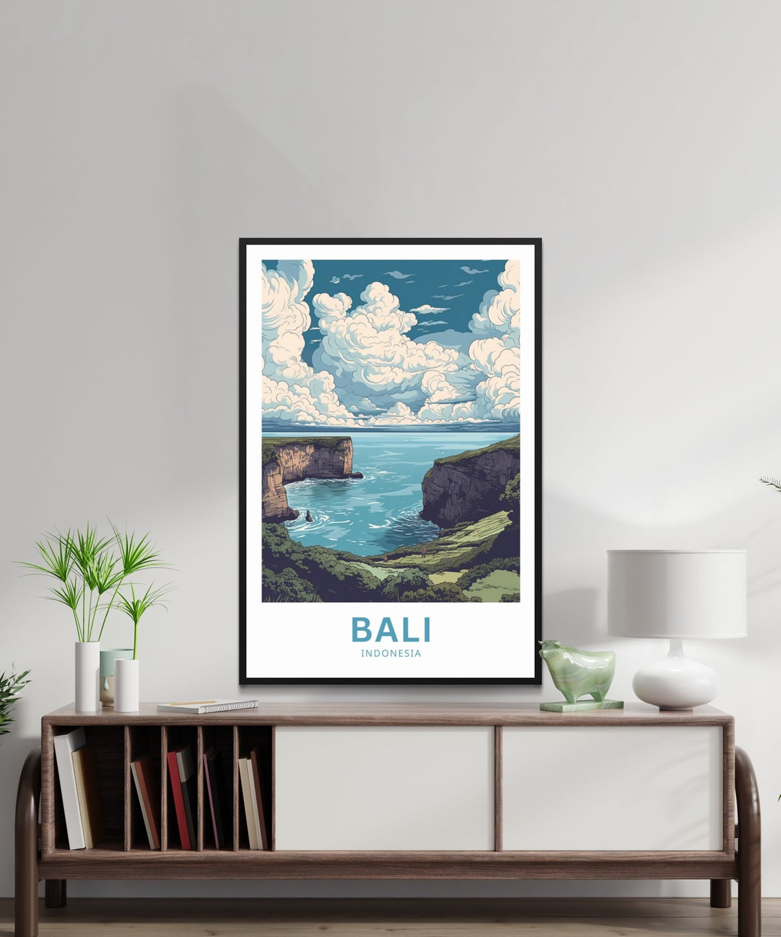Bali Indonesia Sea Cliffs Turquoise Ocean Dramatic Clouds Poster - Image 2