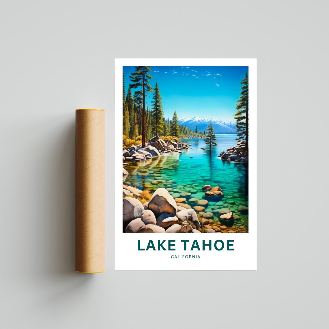 Lake Tahoe California Personalized Travel Poster with Custom Text - Image 4